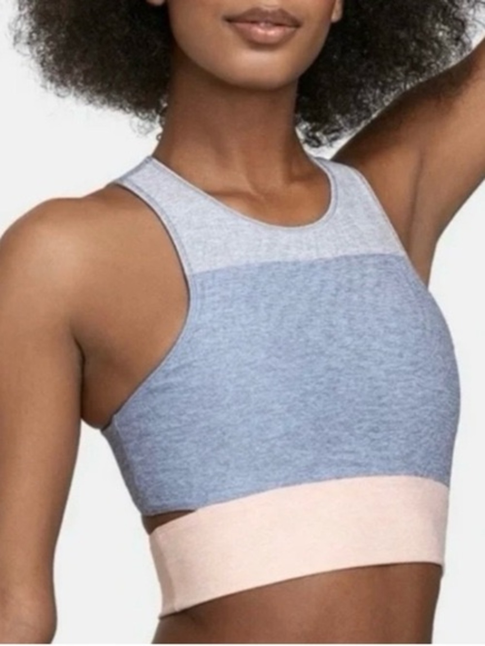 Outdoor Voices Tricolor Slashback Sports Bra Crop Tank Top Grey Pink Size XS